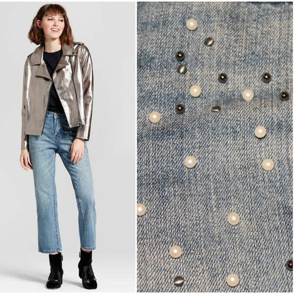 NWOT Who What Wear Straight Leg Pearl Jeans - Picture 3 of 8